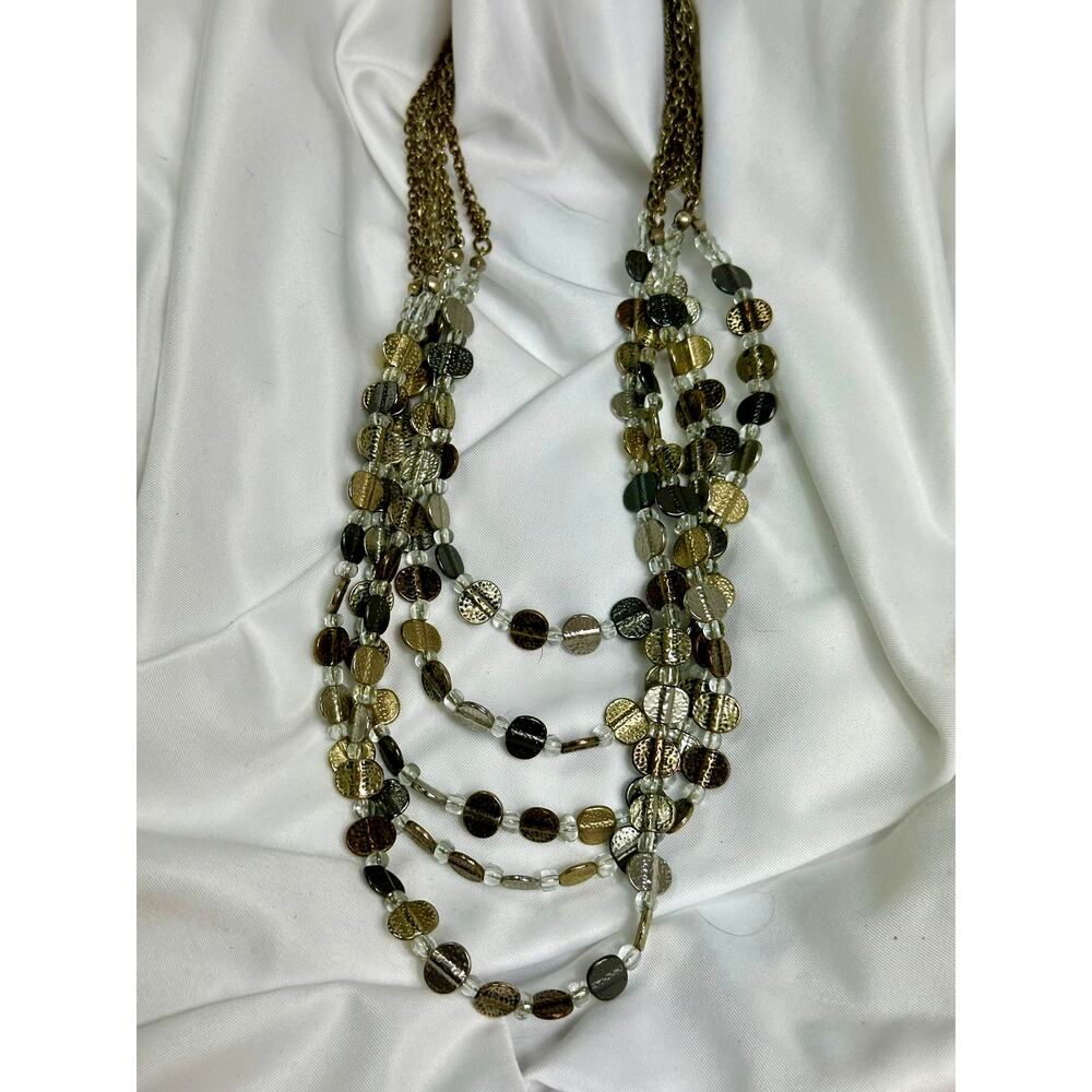 Chicos Vintage Silver & Goldtone Layered Necklace 5 Matching Bracelets Set - Picture 4 of 13